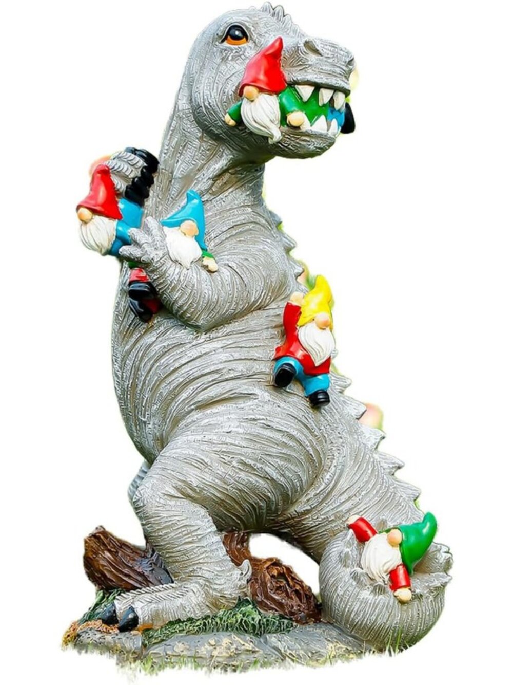 Weatherproof 14” Dinosaur Garden Statue - Cute Outdoor Décor for Patio & Lawn